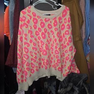 NWOT GLITZY GIRLZ NEON LEOPARD SWEATER 2X